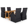 Ensemble à manger de jardin 5 pcs Noir 584017584017