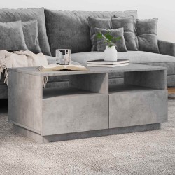 Table basse avec lumières LED gris béton 90x49x40 cm 584018584018