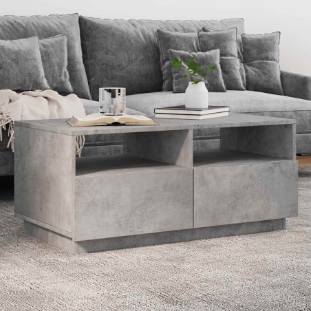 Table basse avec lumières LED gris béton 90x49x40 cm 584018584018