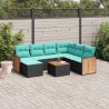 Ensemble de canapé de jardin 8 pcs avec coussins noir résine tressée 584025584025