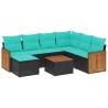 Ensemble de canapé de jardin 8 pcs avec coussins noir résine tressée 584025584025