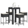 Ensemble de bar de jardin 5 pcs avec coussins noir poly rotin 584030584030