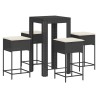 Ensemble de bar de jardin 5 pcs avec coussins noir poly rotin 584030584030