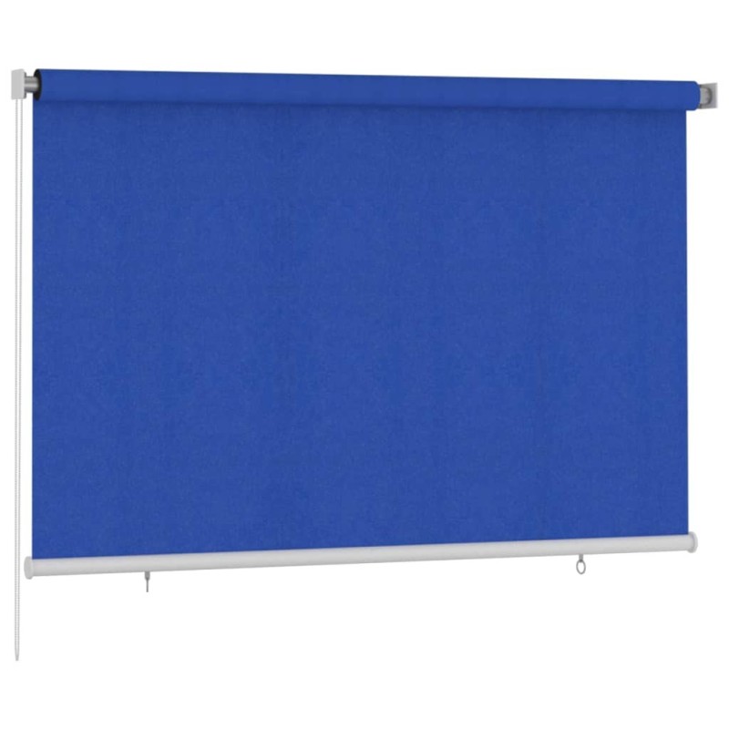 Store roulant d'extérieur 225 (l) x 140 (H) cm bleu HDPE 584031584031
