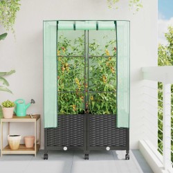 Jardinière de jardin avec couverture de serre et roues 2 pc PP 584035584035