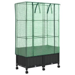 Jardinière de jardin avec couverture de serre et roues 2 pc PP 584035584035