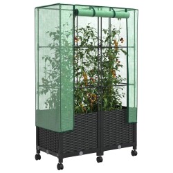 Jardinière de jardin avec couverture de serre et roues 2 pc PP 584035584035