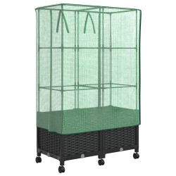 Jardinière de jardin avec couverture de serre et roues 2 pc PP 584035584035