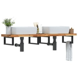 Étagère de vasque murale acier et bois massif d'acacia 584036584036
