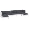 Salon de jardin 7 pcs avec coussins blanc bois de pin 584046584046