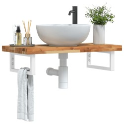 Étagère de vasque murale acier et bois massif d'acacia 584047584047