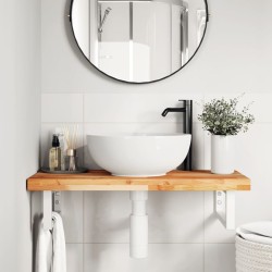 Étagère de vasque murale acier et bois massif d'acacia 584047584047