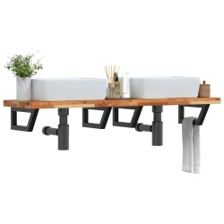 Étagère de vasque murale acier et bois massif d'acacia 584048584048
