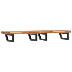 Étagère de vasque murale acier et bois massif d'acacia 584048584048