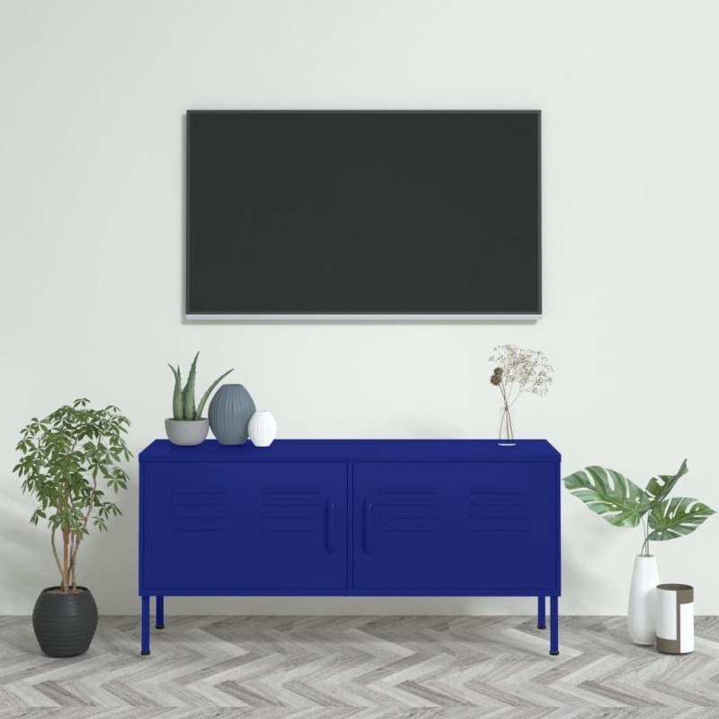 Meuble TV Bleu marine 105x35x50 cm Acier 584051584051
