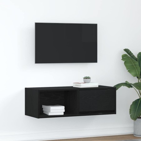 Meuble TV chêne noir 80x31x25,5 cm bois d'ingénierie 584052584052