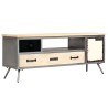 Meuble TV Bois de manguier massif et acier 120x30x45 cm 584059584059