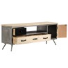 Meuble TV Bois de manguier massif et acier 120x30x45 cm 584059584059