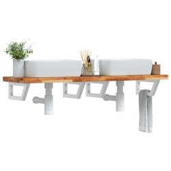 Étagère de vasque murale acier et bois massif d'acacia 584066584066