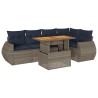 Salon de jardin 6 pcs avec coussins gris résine tressée 584070584070