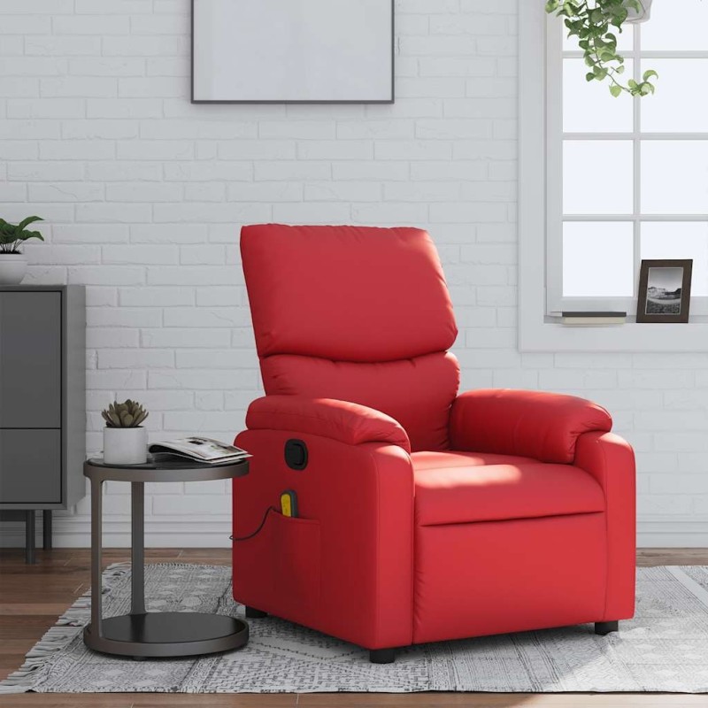 Fauteuil de massage inclinable rouge similicuir 584076584076