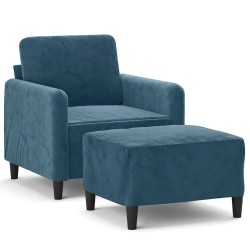 Fauteuil avec repose-pied Bleu 60 cm Velours 584079584079