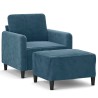 Fauteuil avec repose-pied Bleu 60 cm Velours 584079584079