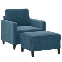 Fauteuil avec repose-pied Bleu 60 cm Velours 584079584079
