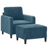 Fauteuil avec repose-pied Bleu 60 cm Velours 584079584079