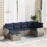 Salon de jardin 6 pcs avec coussins gris résine tressée 584085584085