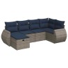 Salon de jardin 6 pcs avec coussins gris résine tressée 584085584085