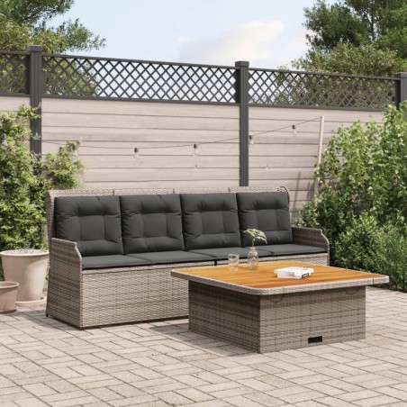 Salon de jardin avec coussins 3 pcs gris résine tressée 584087584087
