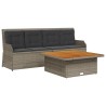 Salon de jardin avec coussins 3 pcs gris résine tressée 584087584087