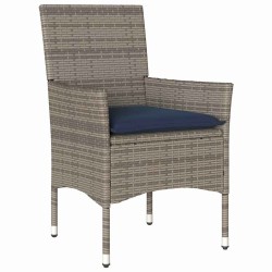 Ensemble table et chaises avec coussin 3 pcs Gris Rotin PE 584089584089