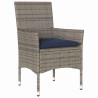 Ensemble table et chaises avec coussin 3 pcs Gris Rotin PE 584089584089