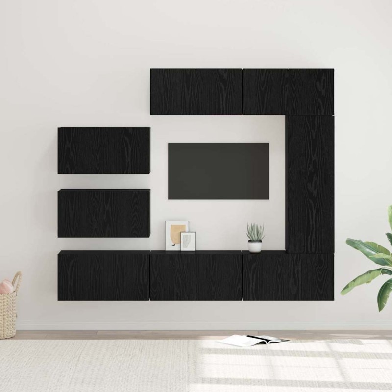 Ensemble meuble TV 8 pcs Chêne noir Bois d'ingénierie 584090584090