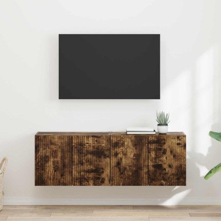 Meuble TV mural 2 pcs Chêne fumé 59,5 x 31 x 40 cm 584099584099