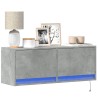 Meuble TV mural avec lumières LED gris béton 100x31x35 cm 584100584100