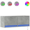 Meuble TV mural avec lumières LED gris béton 100x31x35 cm 584100584100