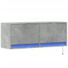Meuble TV mural avec lumières LED gris béton 100x31x35 cm 584100584100