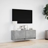 Meuble TV mural avec lumières LED gris béton 100x31x35 cm 584100584100
