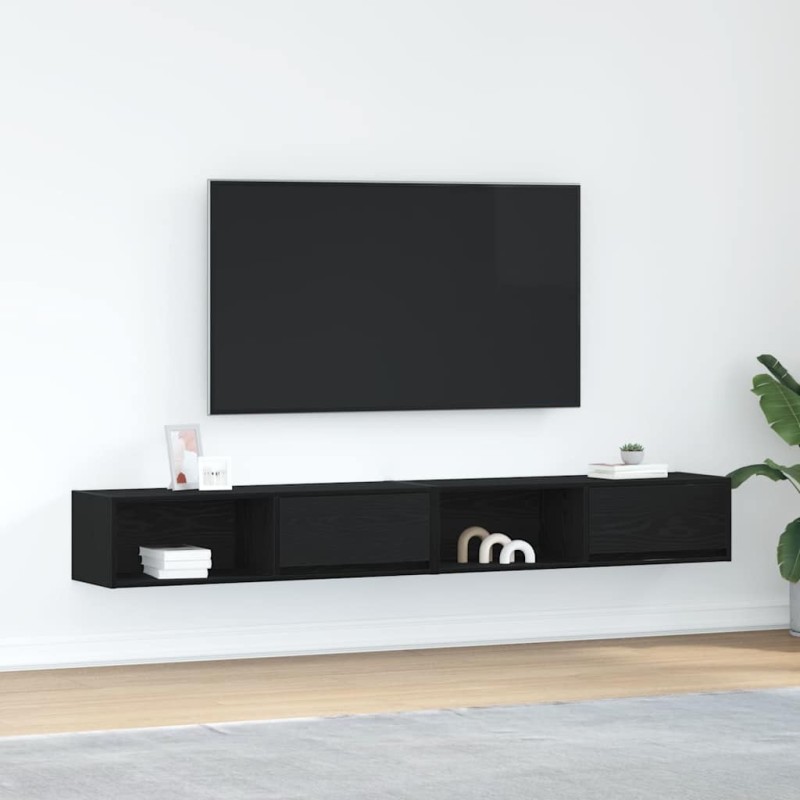 Meuble TV 2 pcs chêne noir 100x31x25,5 cm bois d'ingénierie 584103584103