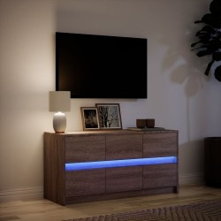 Meuble TV avec LED chêne marron 100x34x50 cm bois d'ingénierie 584112584112