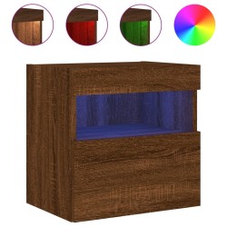 Meuble TV mural avec lumières LED chêne marron 40x30x40 cm 584113584113