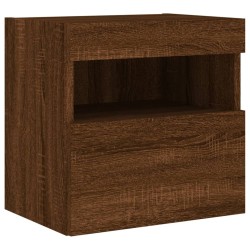 Meuble TV mural avec lumières LED chêne marron 40x30x40 cm 584113584113