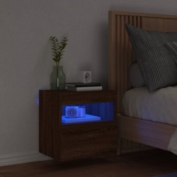 Meuble TV mural avec lumières LED chêne marron 40x30x40 cm 584113584113