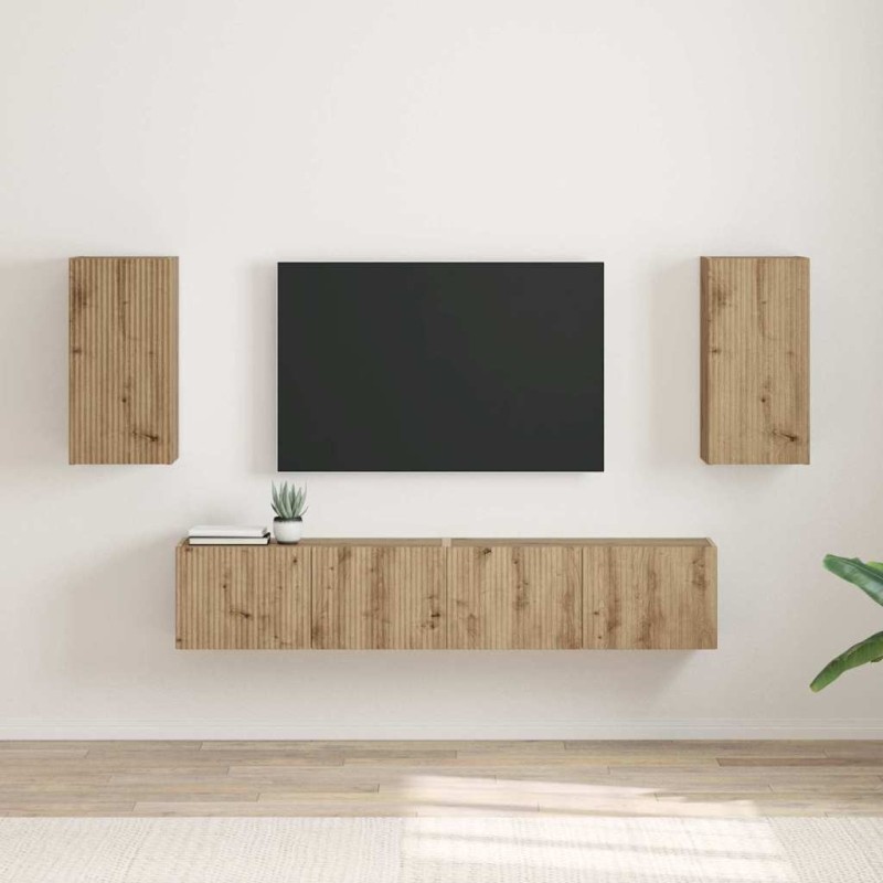 Meuble TV mural 2 pcs Chêne artisan Bois d'ingénierie 584115584115