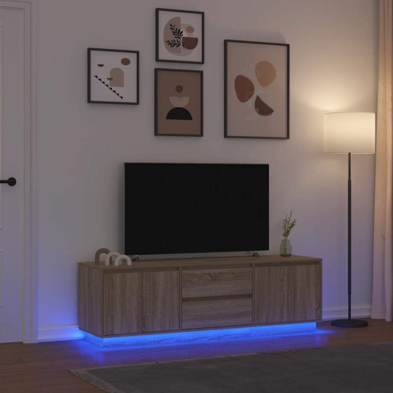 Meuble TV avec lumières LED chêne sonoma 160,5x41x50 cm 584130584130