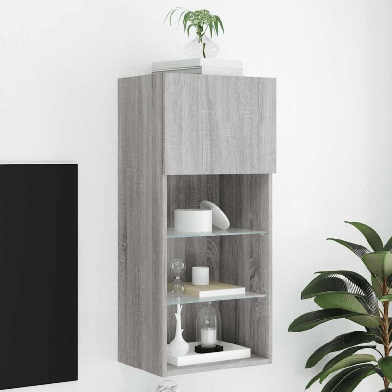 Meuble TV avec lumières LED sonoma gris 40,5x30x90 cm 584131584131