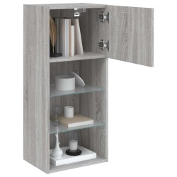Meuble TV avec lumières LED sonoma gris 40,5x30x90 cm 584131584131